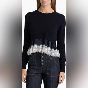 Cinq a Sept Zyla Lace-Trimmed Sweater